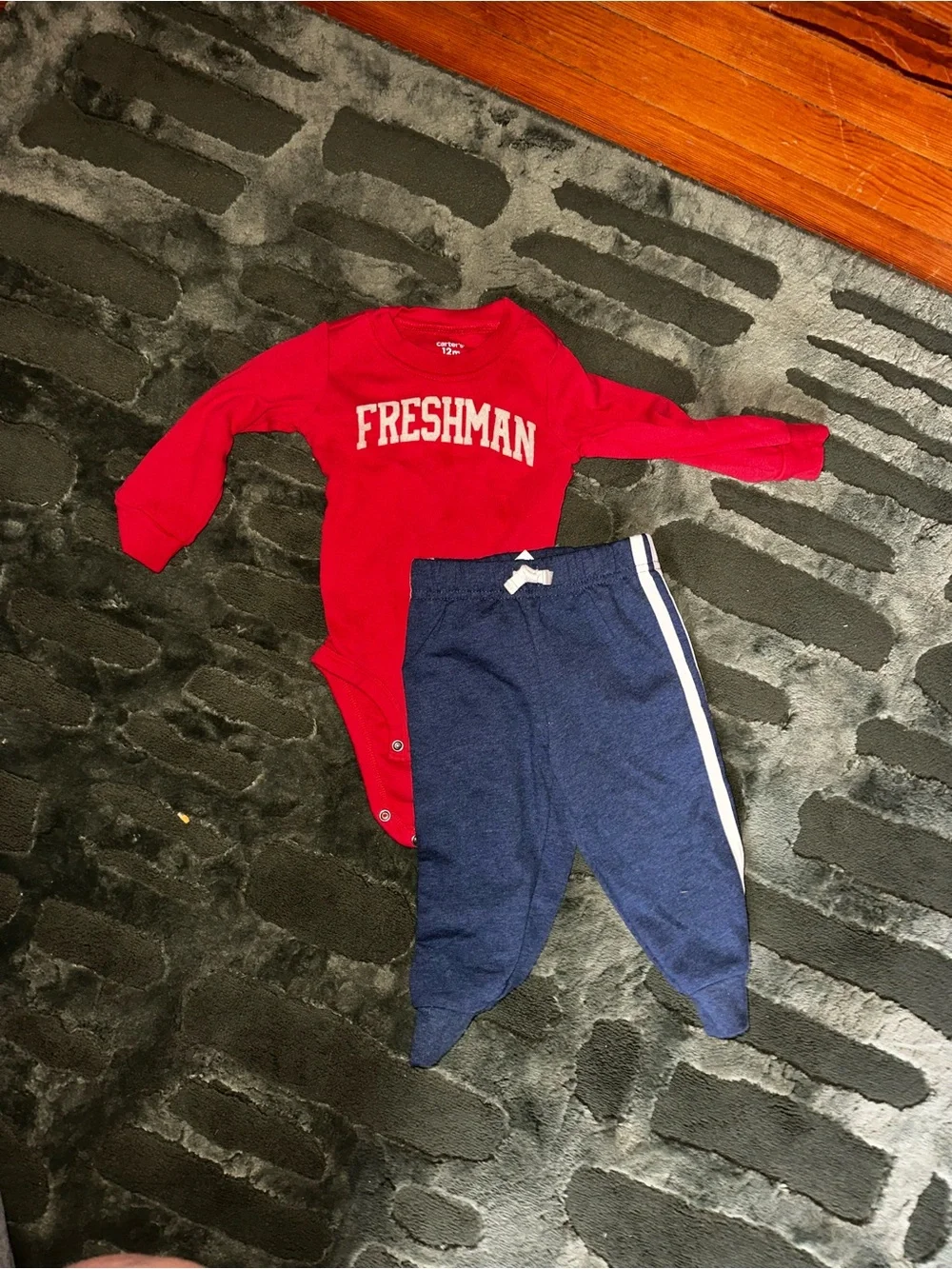 Carter's Red 'Freshman' Bodysuit with Navy Jogger Pants